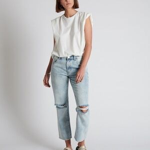 One Teaspoon Wilde Blue Truckers Mid Rise Straight Leg Distressed Rigid Jeans 27